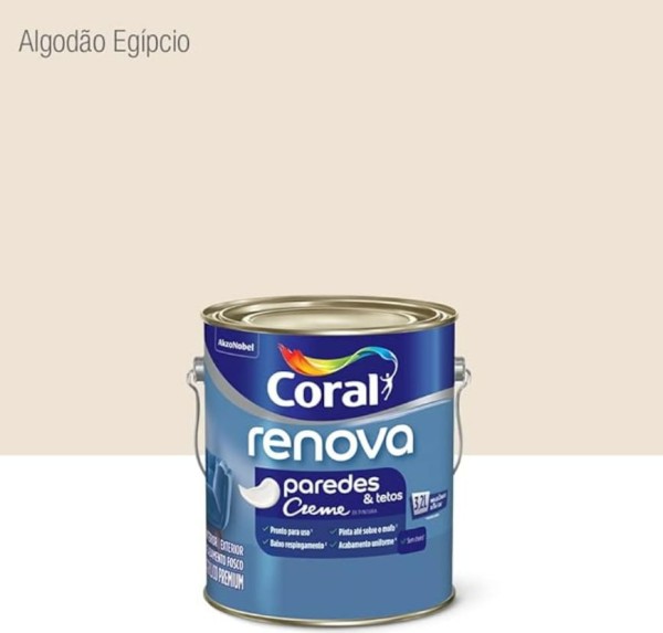 Encontraproduto.com.br - Tinta Acrílico Premium Renova Paredes E Tetos Acabamento Fosco Cor Algodão Egípicio Interior E Exterior 3,2 Litros Coral