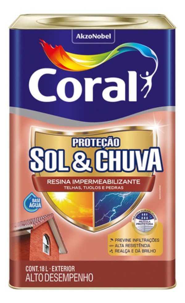 Resina Impermeabilizante de Proteção Sol & Chuva Telha Galão 3,6 Litros Coral