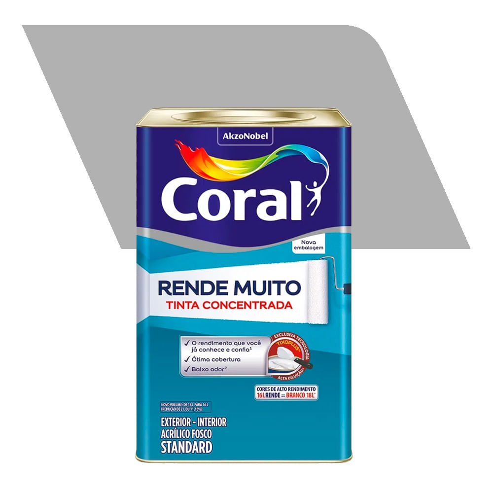 Encontraproduto.com.br - Tinta Acrílica Fosca Rende Muito Coral 16l Cor Tubarão Branco / Coral