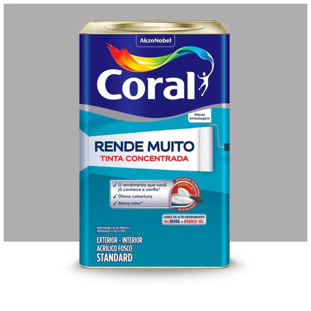 Encontraproduto.com.br - Tinta Acrílica Fosca Rende Muito Coral 16l Cor Tubarão Branco / Coral