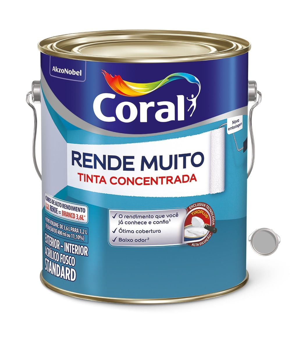 Tinta Acrílica Standard Concentrada Acabamento Fosco Rende Muito Tubarão Branco Interior E Exterior 3,2 Litros Coral