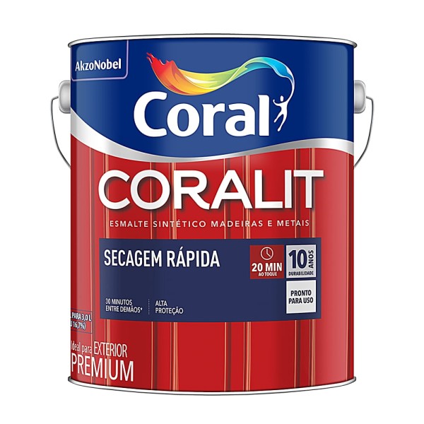 Encontraproduto.com.br - Tinta Esmalte Coralit Secagem Rápida Brilhante Marrom Conhaque 3L