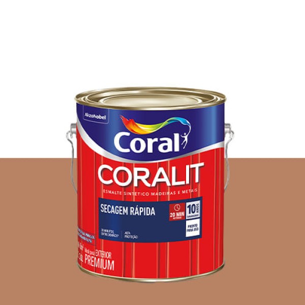 Encontraproduto.com.br - Tinta Esmalte Coralit Secagem Rápida Brilhante Marrom Conhaque 3L