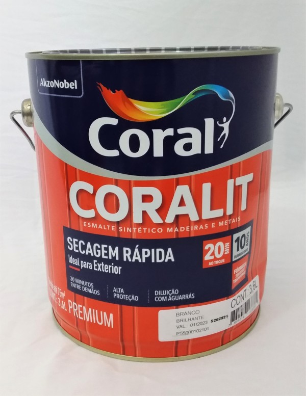 Encontraproduto.com.br - Tinta Esmalte Coralit Secagem Rápida Brilhante Marrom Conhaque 3L