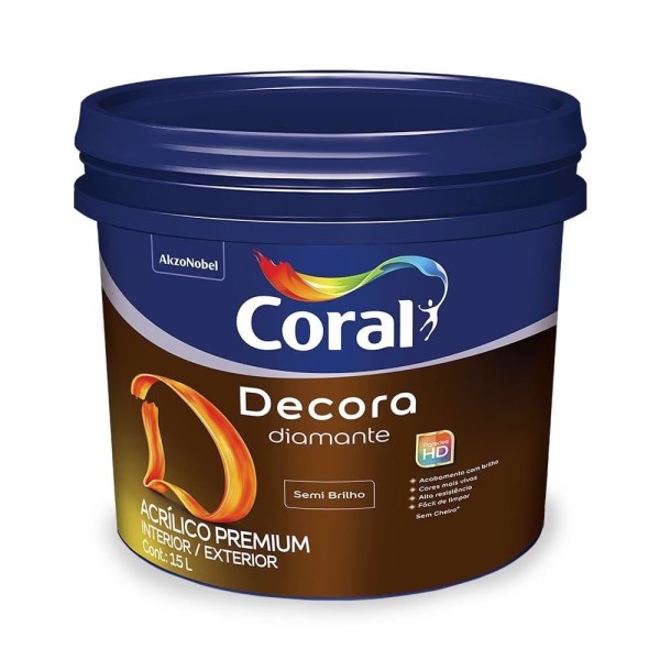 Encontraproduto.com.br - Tinta Semibrilho Decora Diamante Branco 15L Coral