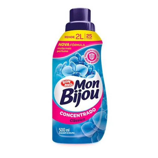 Encontraproduto.com.br - Amaciante para Roupas Concentrado Mon Bijou Clássico Frasco com 500ml