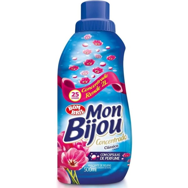 Encontraproduto.com.br - Amaciante para Roupas Concentrado Mon Bijou Clássico Frasco com 500ml