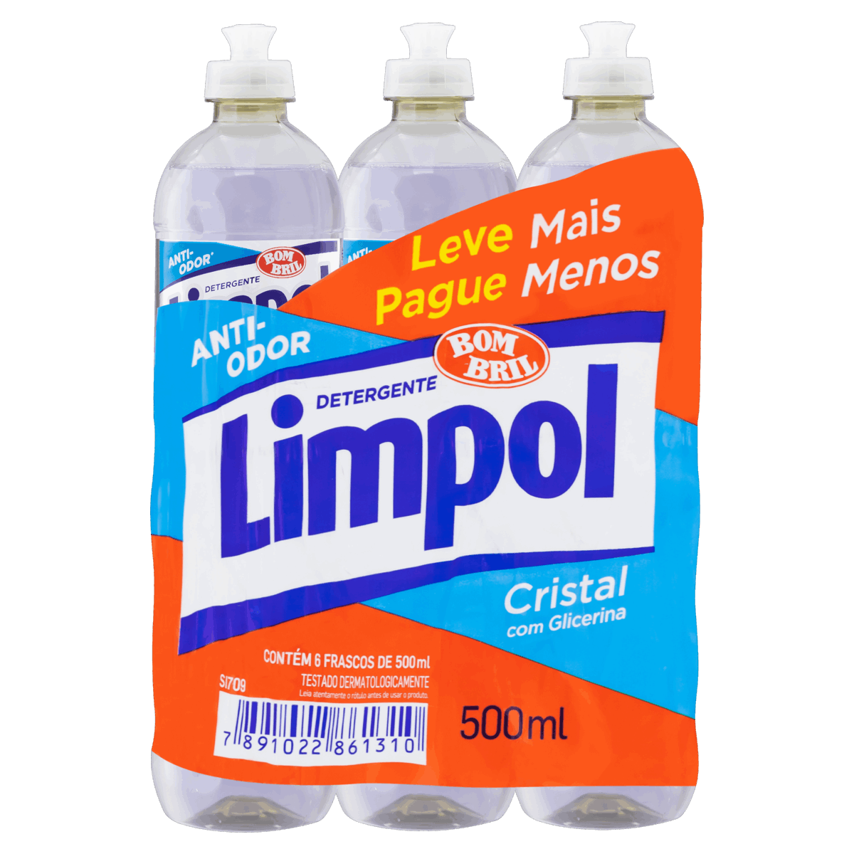 Encontraproduto.com.br - Detergente Cristal com 6 unidades de 500ml Promocional Limpol