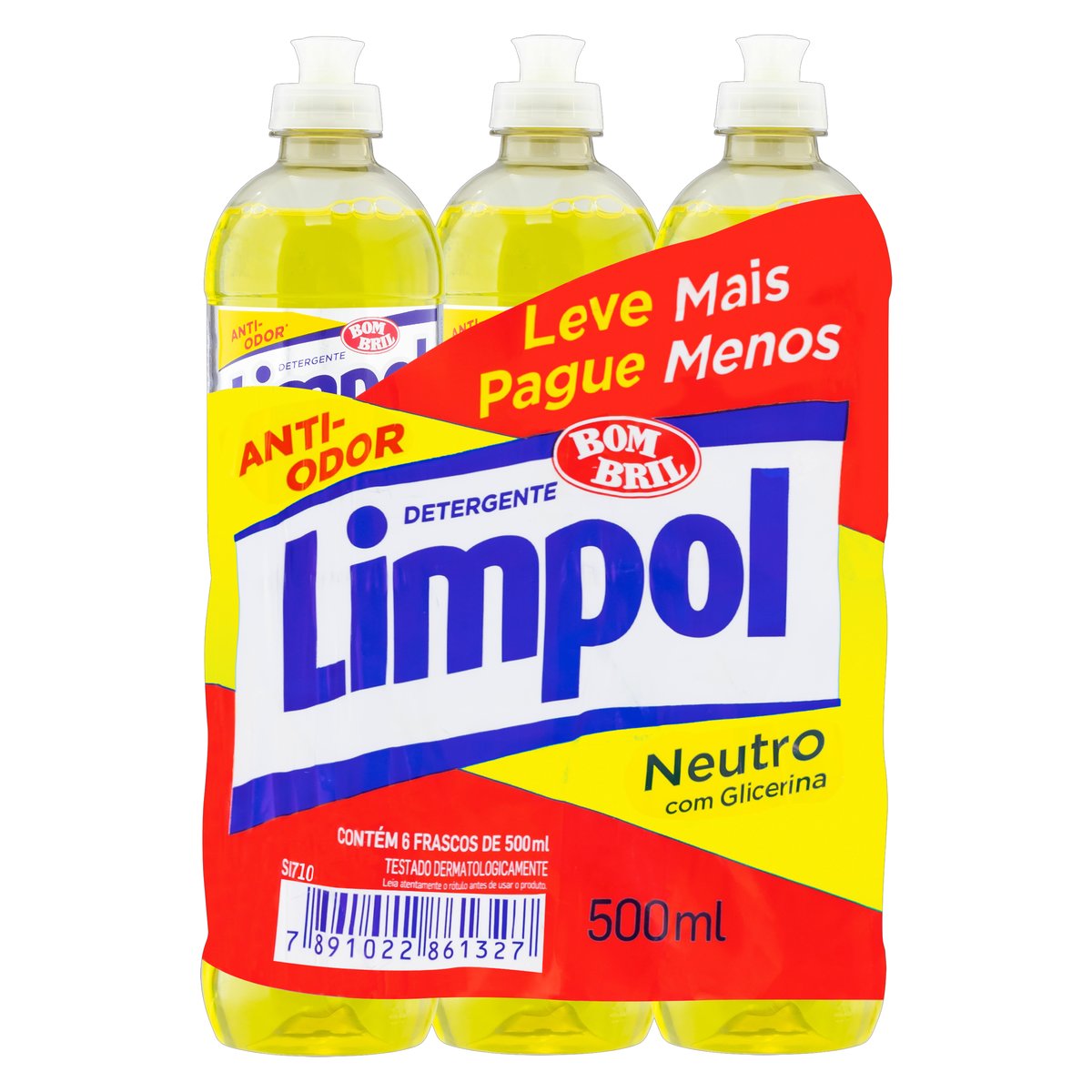 Encontraproduto.com.br - Detergente Neutro com 6 unidades de 500ml Promocional Limpol