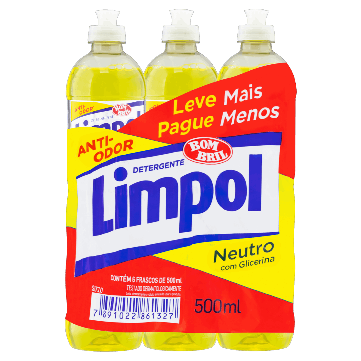 Encontraproduto.com.br - Detergente Neutro com 6 unidades de 500ml Promocional Limpol