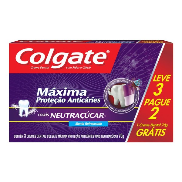 Encontraproduto.com.br - Creme Dental Colgate Máxima Proteção Neutraçucar  70g Leve 3 Pague 2Unidades