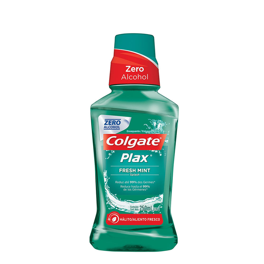 Encontraproduto.com.br - Pack Enxaguante Bucal Zero Álcool Fresh Mint Colgate Plax Frasco Leve 4 Pague 3 Unidades 250ml Cada