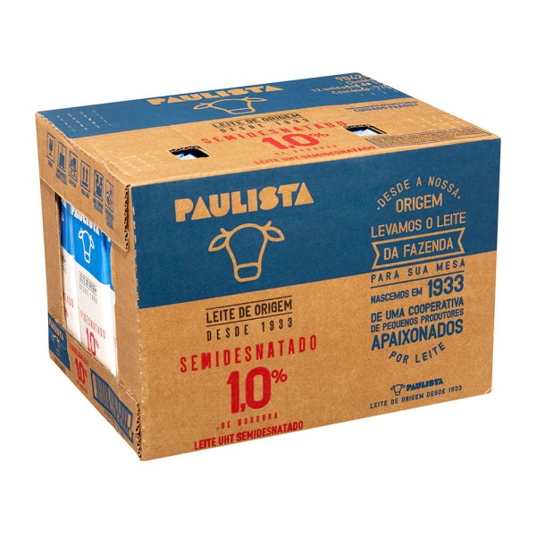 Encontraproduto.com.br - Leite Longa Vida Semidesnatado com tampa Paulista 1 Litro