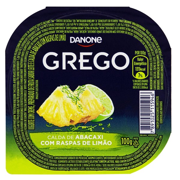 Encontraproduto.com.br - Iogurte Integral Grego Calda Abacaxi com Raspas de Limão Danone Pote 100g