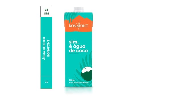 Encontraproduto.com.br - Água de Coco Bonafont Pack 3 Unidades 1l Cada
