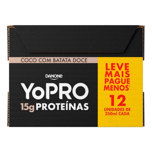Bebida Láctea Yopro Coco Com Batata Doce 15g 12 Unidades De 250ml Cada