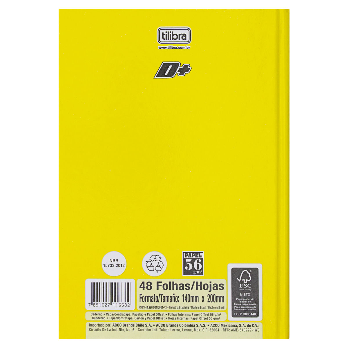 Caderno Linguagem Brochura 48 Folhas Amarelo D+ Capa Dura