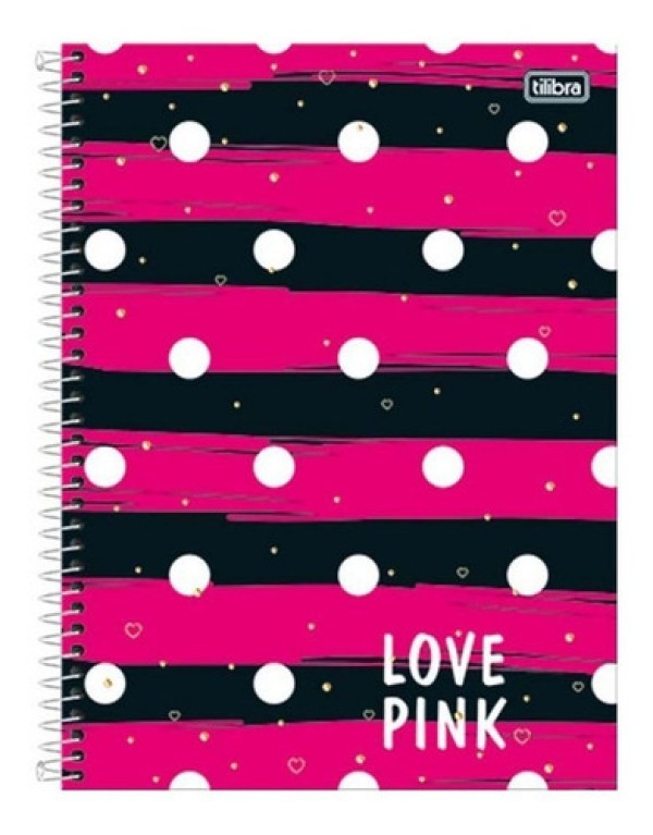 Caderno Universitário Tilibra Capa Dura Love Pink 10 Matérias 160 Folhas