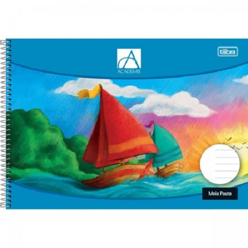 Caderno Meia Pauta Capa Dura 40 Folhas Academie