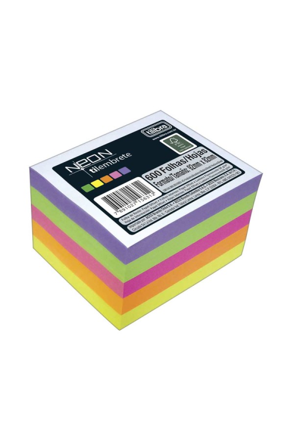 Encontraproduto.com.br - Tilembrete Neon 92mm x 82mm, 5 Cores com 600 Folhas Tilibra
