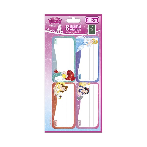 Encontraproduto.com.br - Etiqueta Escolar Adesiva Tilibra Princesas Com 8 Unidades 234567