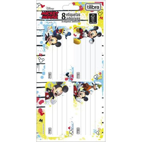 Etiqueta Escolar Adesiva Tilibra Mickey Com 8 Unidades 234591