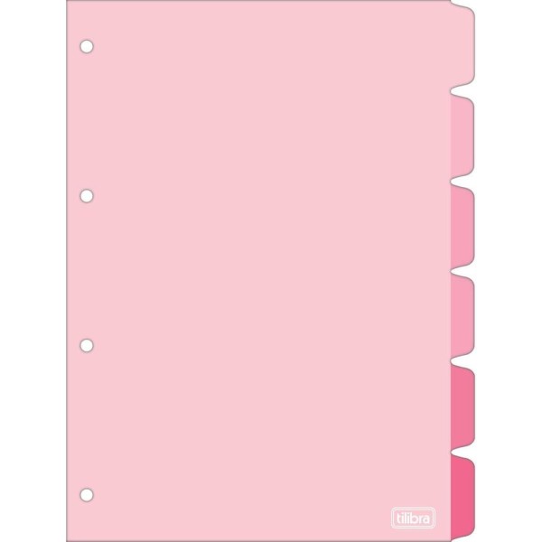 Encontraproduto.com.br - Divisória Fichário 6 Divisões A4 Rosa