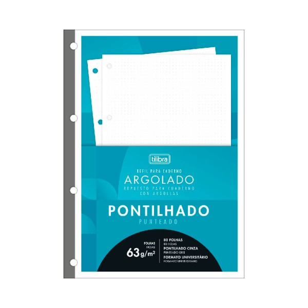 Encontraproduto.com.br - Refil P/ Caderno Argolado Universitário Tiliflex Pontilhado 80f - Tilibra