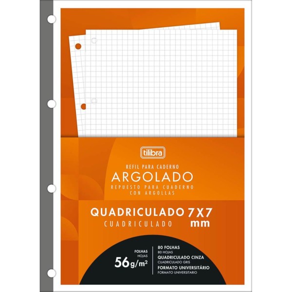 Encontraproduto.com.br - Refil P/ Caderno Argolado Universitário Tiliflex Quadriculado 80f - Tilibra Refil P/cad Tiliflex Univ Quad 0.7 80f