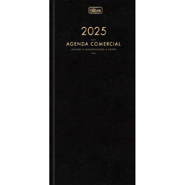 Encontraproduto.com.br - Agenda 2025 Diária De Mesa Comercial Preta Costurada
