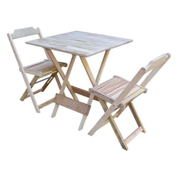 Encontraproduto.com.br - Jogo De Mesa Dobravel Com 2 Cadeiras De Madeira 70X70 - Sem Pintura - Marrom