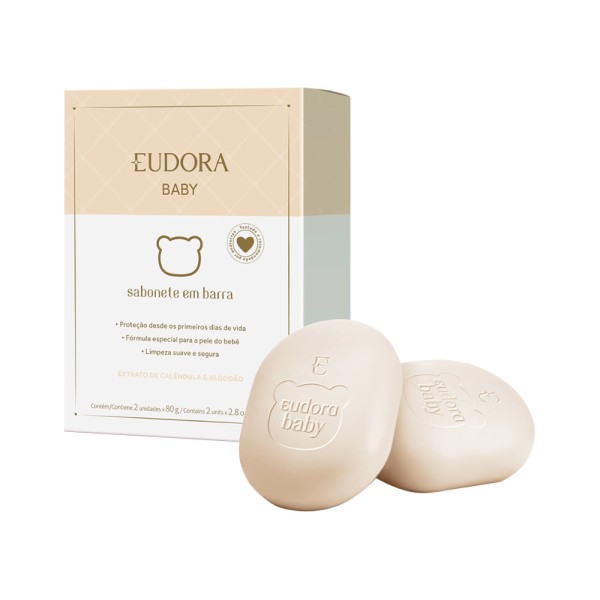 Encontraproduto.com.br - Kit Sabonete em Barra Eudora Baby Calêndula E Algodão 2 Unidades 80g Cada