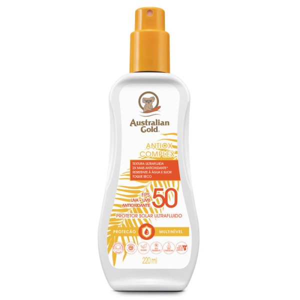Encontraproduto.com.br - Protetor Solar Corporal Australian Gold Antiox Complex Ultra Fluido FPS 50-220ml