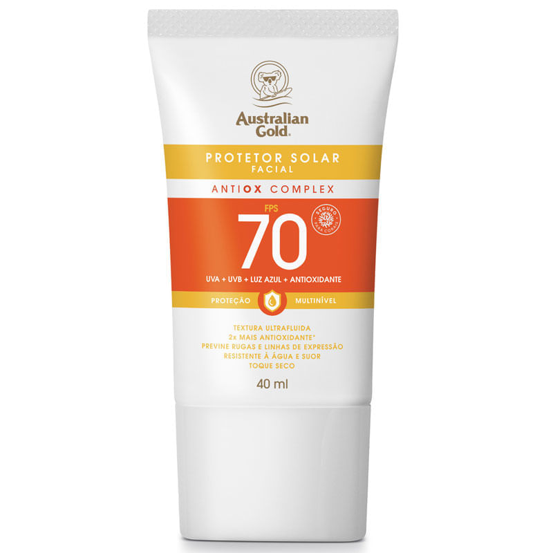 Protetor Solar Facial Fps70 Australian Gold Antiox Complex 40ml