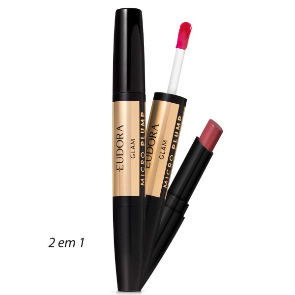 Encontraproduto.com.br - Eudora Glam Micro Plump Batom Duo Malva Essencial 1,8g