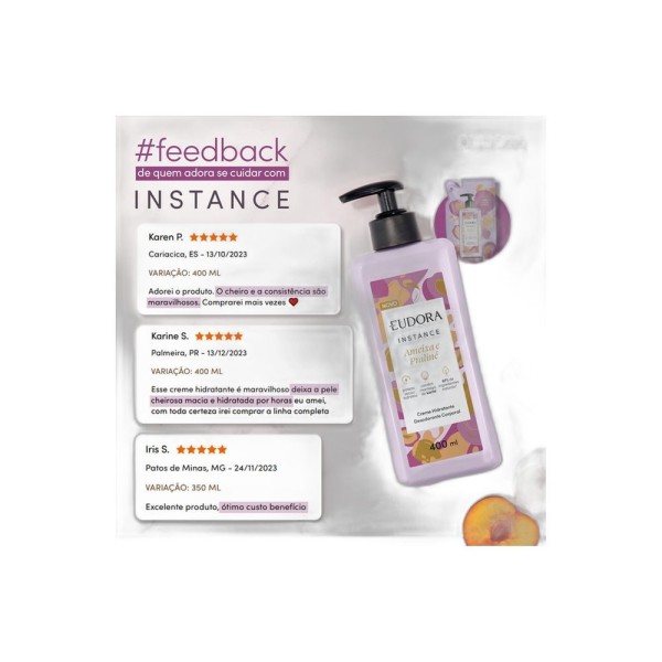 Encontraproduto.com.br - Creme Hidratante Desodorante Corporal Instance Ameixa e Praliné 400ml