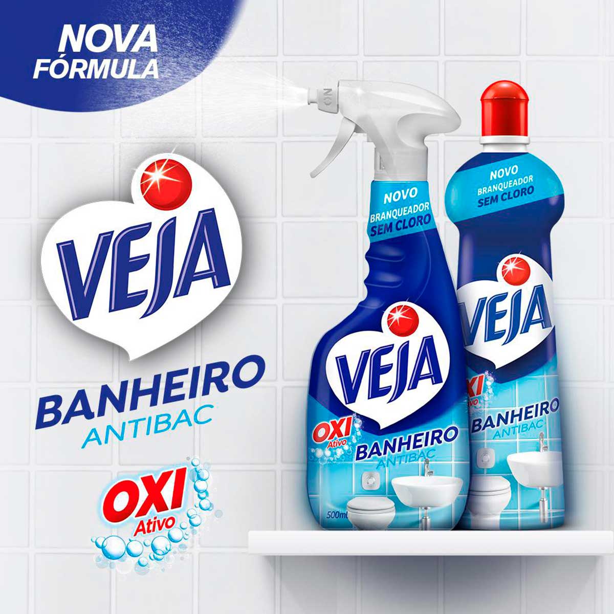 Encontraproduto.com.br - Limpador Desinfetante Veja Banheiro Antibac Frasco com 500ml