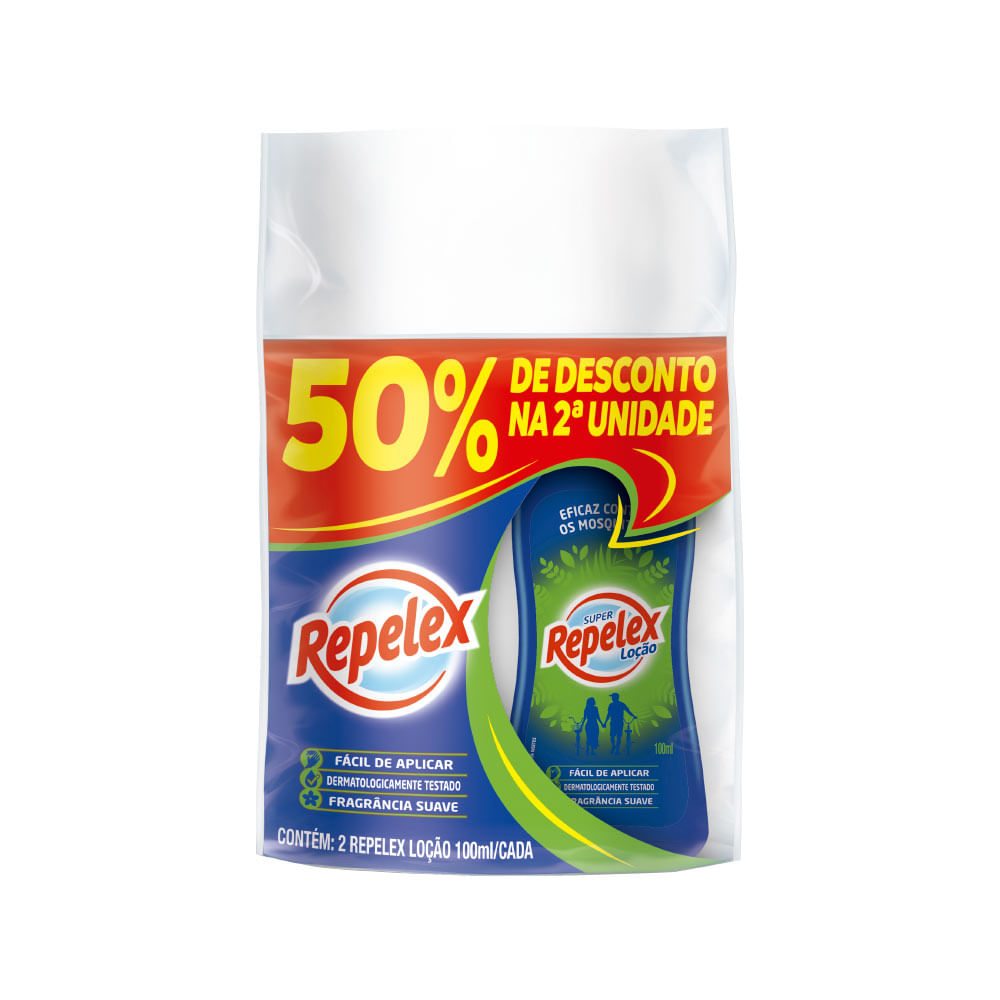Encontraproduto.com.br - repelente loção suave repelex frasco 2 unidades 100ml cada grátis 50% de desconto na 2ª unidade