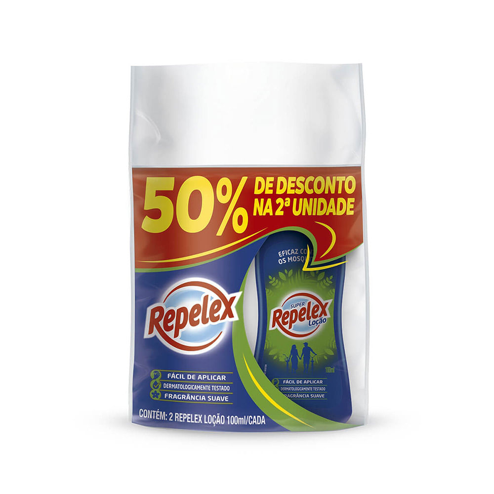 Encontraproduto.com.br - repelente loção suave repelex frasco 2 unidades 100ml cada grátis 50% de desconto na 2ª unidade