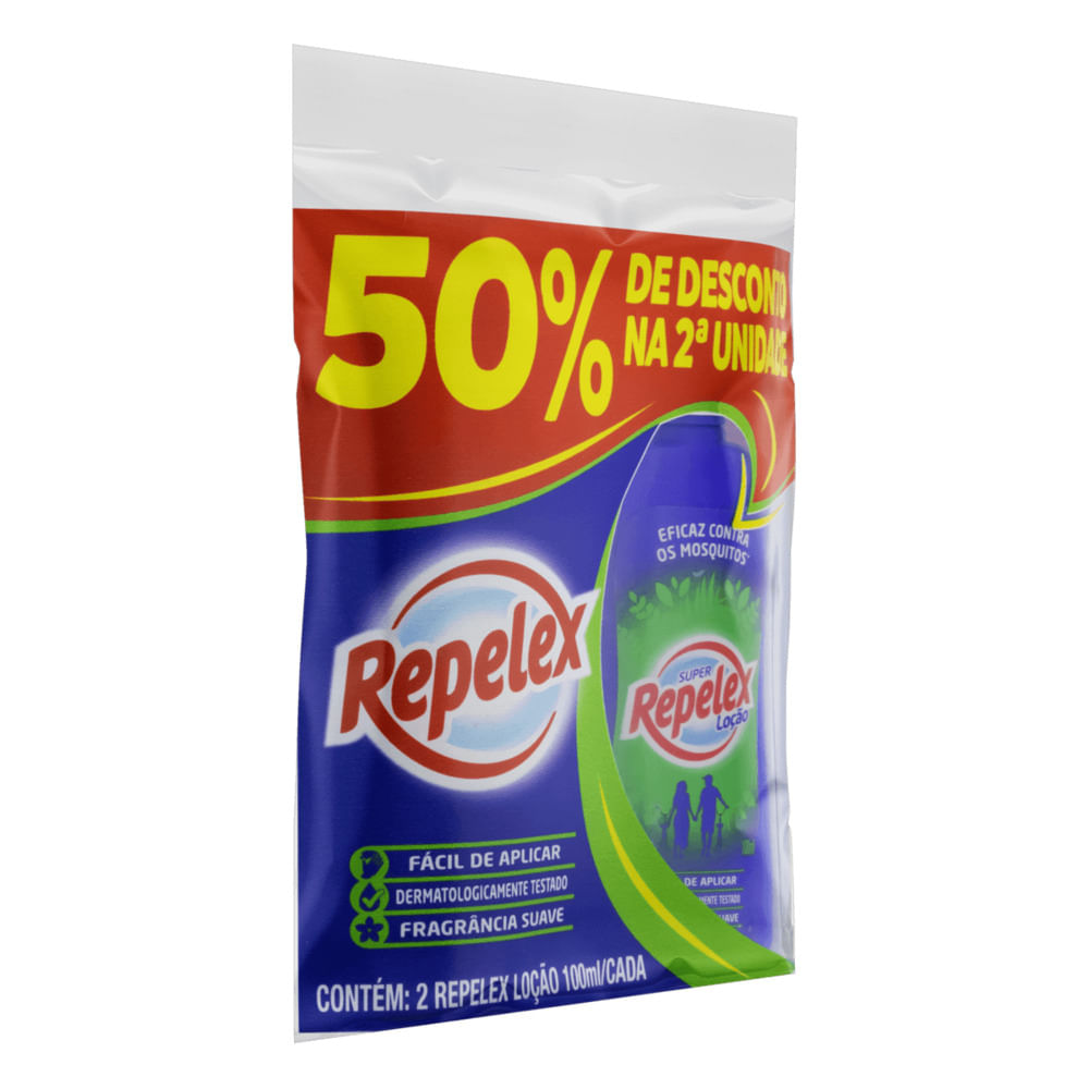 Encontraproduto.com.br - repelente loção suave repelex frasco 2 unidades 100ml cada grátis 50% de desconto na 2ª unidade