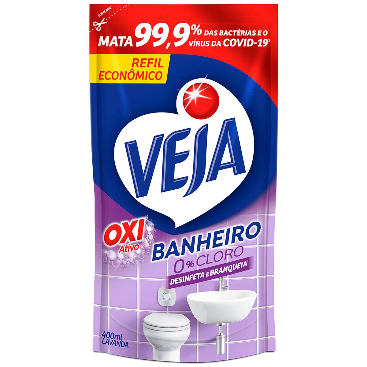 Encontraproduto.com.br - Limpador Desinfetante Veja Banheiro Lavanda Refil com 400ml