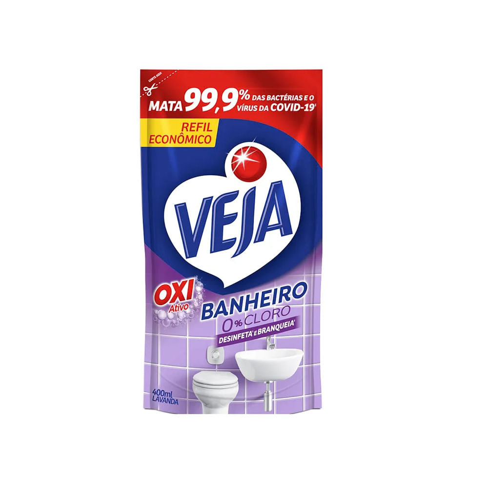 Encontraproduto.com.br - Limpador Desinfetante Veja Banheiro Lavanda Refil com 400ml