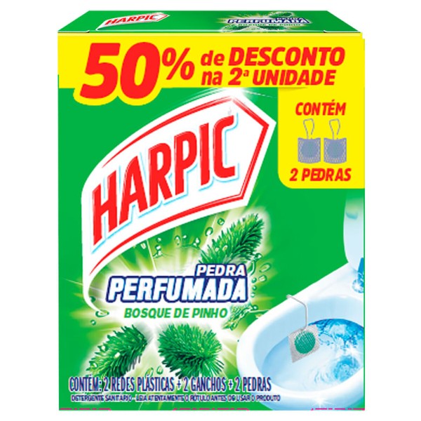 Encontraproduto.com.br - Pedra Sanitária Harpic Bosque de Pinho Com 2 Unidades