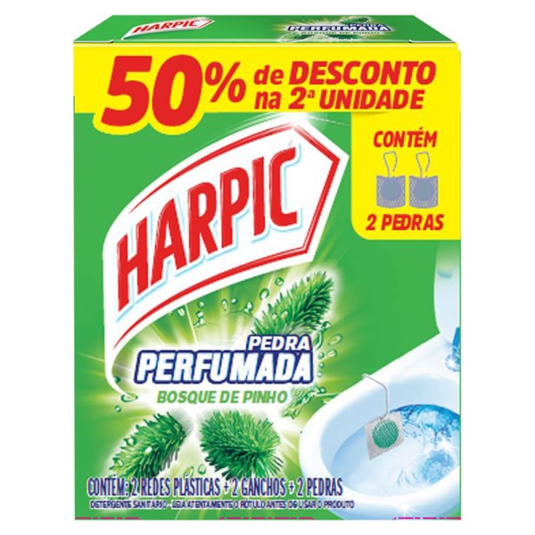 Encontraproduto.com.br - Pedra Sanitária Harpic Bosque de Pinho Com 2 Unidades