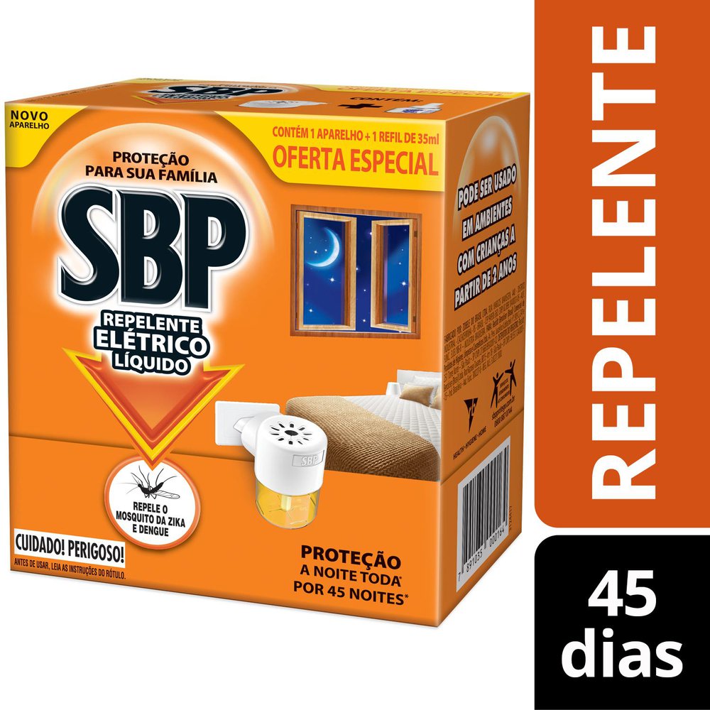 Encontraproduto.com.br - Inseticida Elétrico SBP Refil 45 Noites 35ml Grátis Aparelho