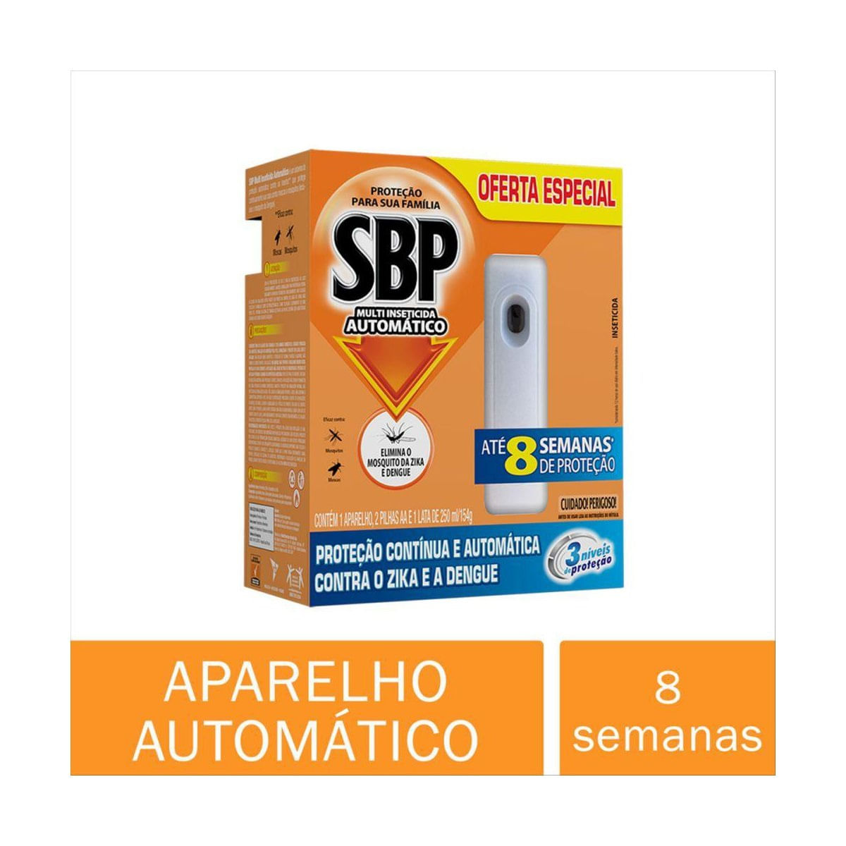 Encontraproduto.com.br - SBP Multi Inseticida Automático Aparelho + Refil 250ml - Duração até 8 semanas