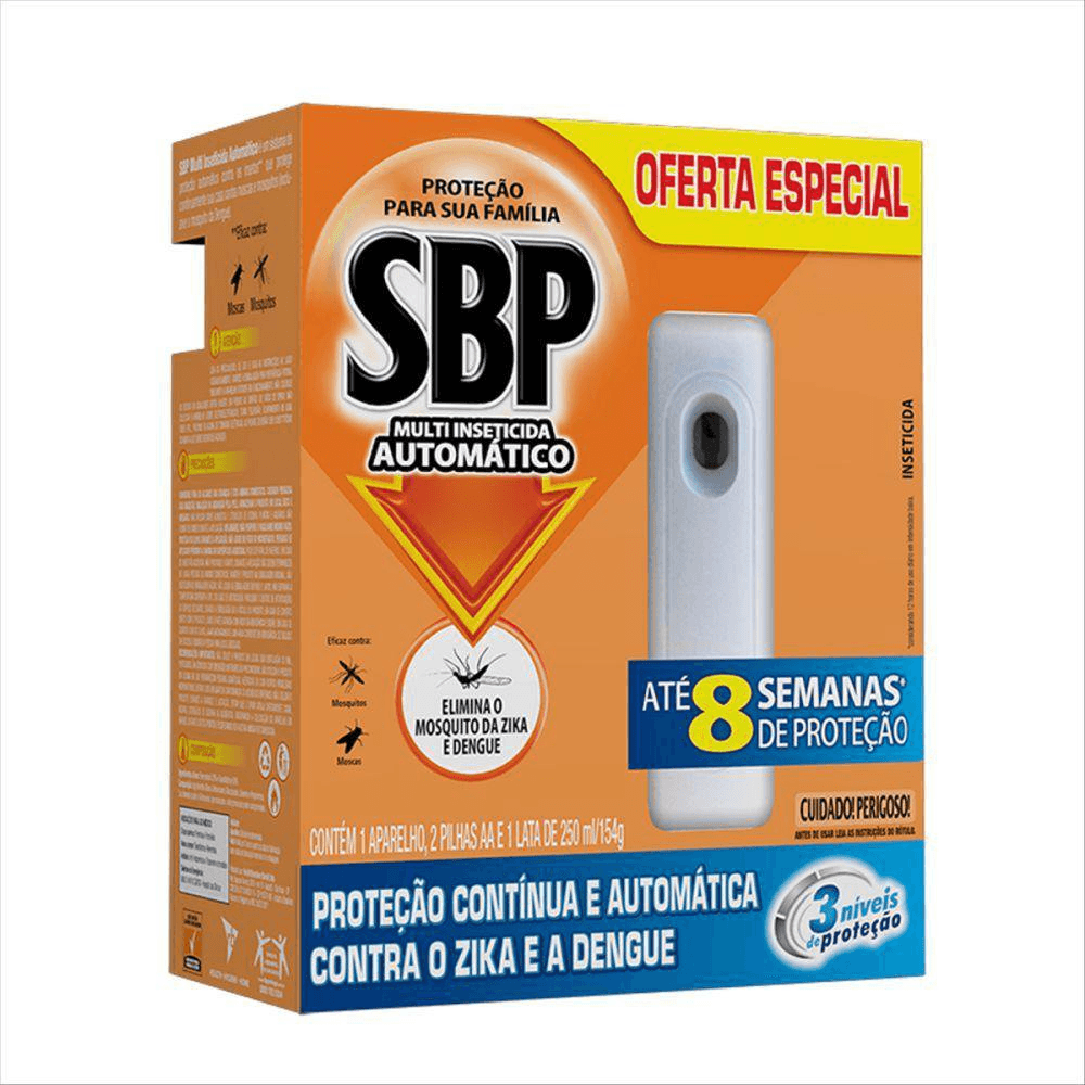 Encontraproduto.com.br - SBP Multi Inseticida Automático Aparelho + Refil 250ml - Duração até 8 semanas