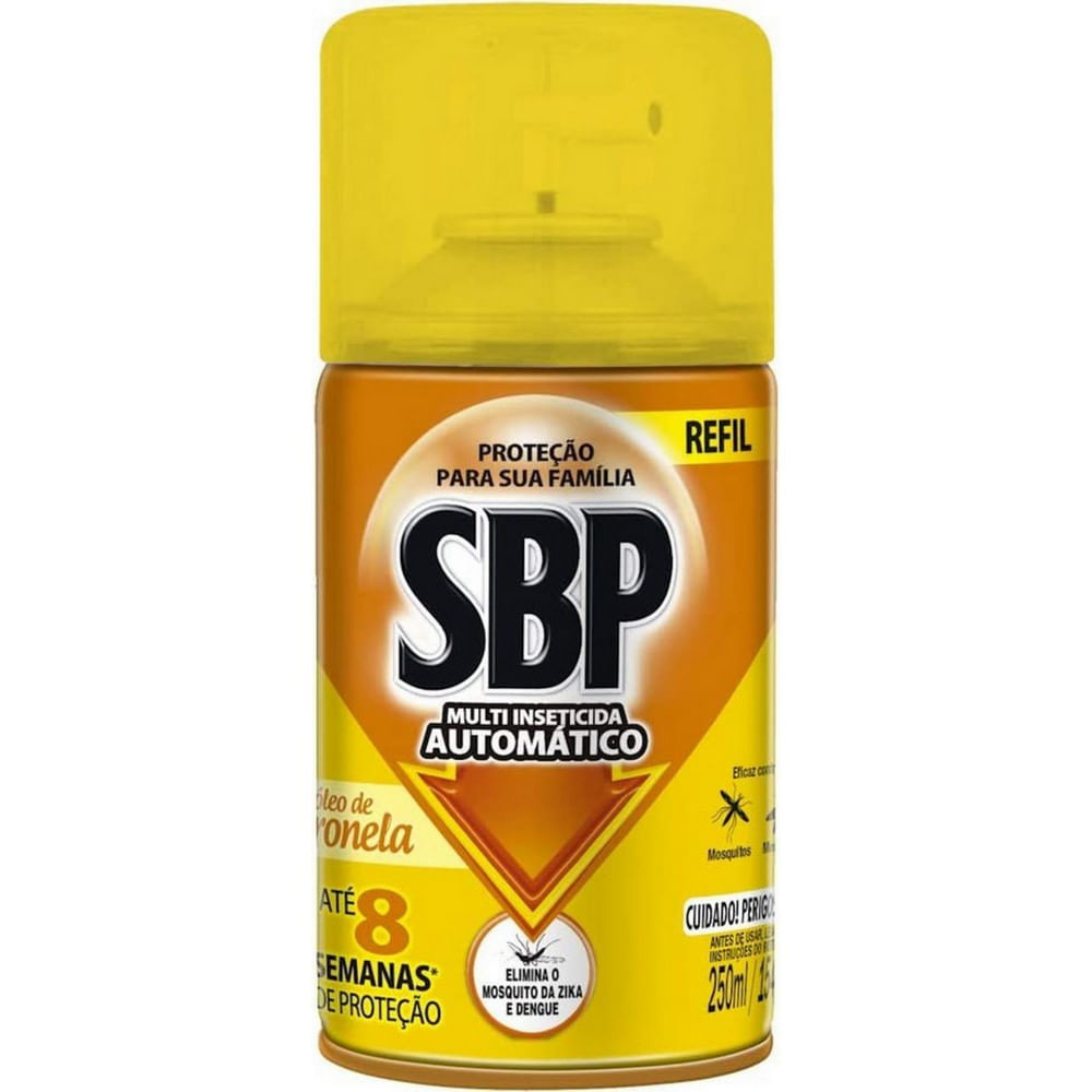 Encontraproduto.com.br - SBP Multi Inseticida Automático Óleo de Citronela Refil 250ml - Duração até 8 semanas
