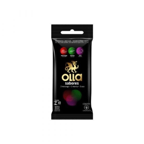 Encontraproduto.com.br - Preservativo Olla Sabores Morango/Menta/Uva 9 Unidades
