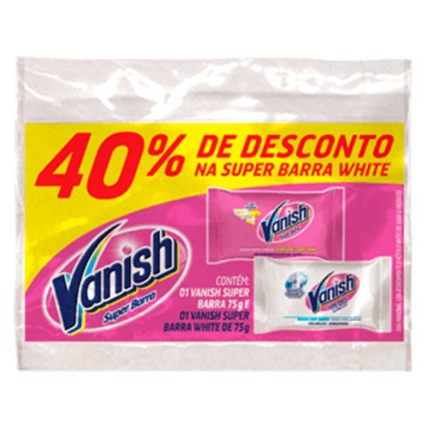 Kit Tira-Manchas Super Barra Roupas Brancas + Coloridas Vanish 75g Cada Desconto Especial na Super Barra White